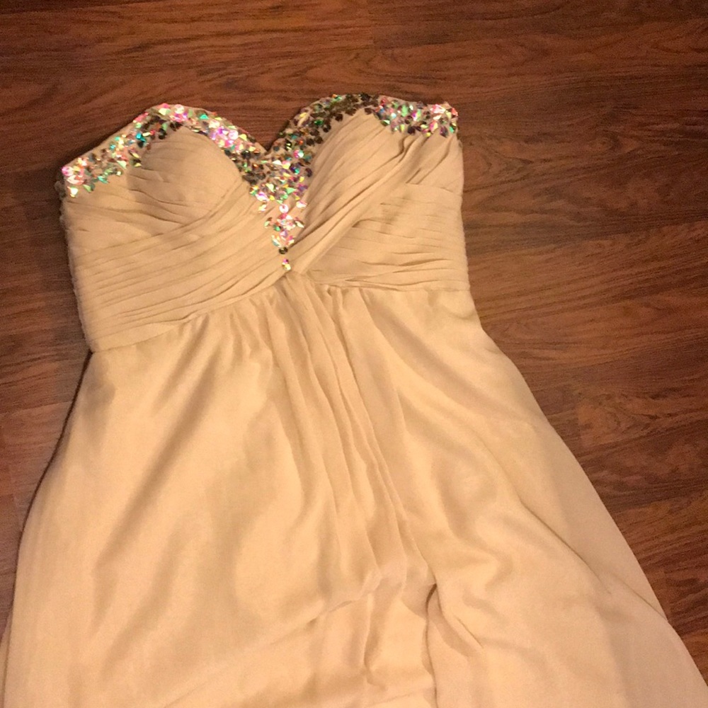 Worn once prom or formal gown champagne